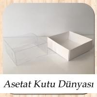 6x6x2.5 Altı Beyaz Karton Üstü Asetat Kutu