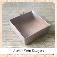6x6x2.5 Altı Kraft Karton Üstü Asetat Kutu (Dıştan Kapanan)