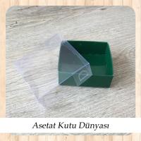 6x6x2.5 Altı Yeşil Karton Üstü Asetat Kutu (Dıştan Kapanan)