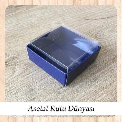 6x6x2.5 Altı Lacivert Karton Üstü Asetat Kutu