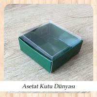 6x6x2.5 Altı Yeşil Karton Üstü Asetat Kutu