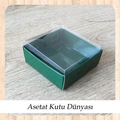 6x6x2.5 Altı Yeşil Karton Üstü Asetat Kutu
