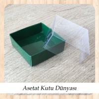 6x6x2.5 Altı Yeşil Karton Üstü Asetat Kutu