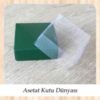 6x6x2.5 Altı Yeşil Karton Üstü Asetat Kutu