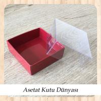 6x6x2.5 Altı Bordo Karton Üstü Asetat Kutu
