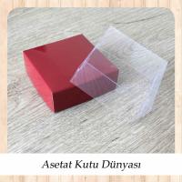 6x6x2.5 Altı Bordo Karton Üstü Asetat Kutu