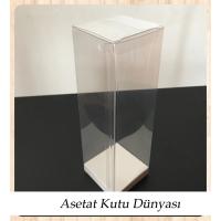 6x6x21 Altı Beyaz İç Yükseltici Karton Üstü Asetat Kutu