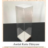 6x6x21 Altı Beyaz İç Yükseltici Karton Üstü Asetat Kutu