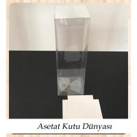 6x6x21 Altı Beyaz İç Yükseltici Karton Üstü Asetat Kutu