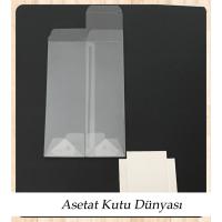 6x6x21 Altı Beyaz İç Yükseltici Karton Üstü Asetat Kutu