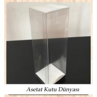 6x6x21 Altı Gümüş İç Yükseltici Karton Üstü Asetat Kutu
