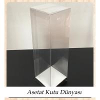 6x6x21 Altı Gümüş İç Yükseltici Karton Üstü Asetat Kutu