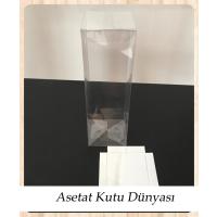 6x6x21 Altı Gümüş İç Yükseltici Karton Üstü Asetat Kutu