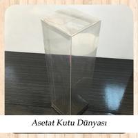 6x6x21 Altı Siyah İç Yükseltici Karton Üstü Asetat Kutu