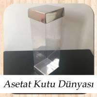 6x6x21 Asetat Çift Taraflı Gümüş Kutu