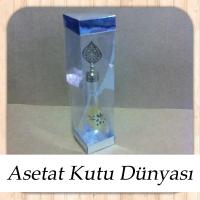 6x6x21 Asetat Çift Taraflı Gümüş Kutu