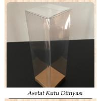 6x6x25 Altı Kraft İç Yükseltici Karton Üstü Asetat Kutu