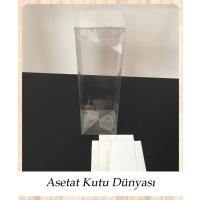 6x6x25 Altı Gümüş İç Yükseltici Karton Üstü Asetat Kutu