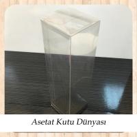6x6x25 Altı Siyah İç Yükseltici Karton Üstü Asetat Kutu