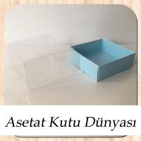 6x6x3.5 Altı Mavi Karton Üstü Asetat Kutu