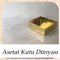 6x6x3.5 Altı Gold Metalize Karton Üstü Asetat Kutu