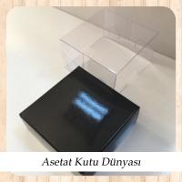 6x6x3.5 Altı Siyah Karton Üstü Asetat Kutu