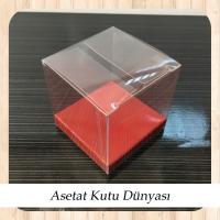 6x6x6 Altı Bordo İç Yükseltici Karton Üstü Otomatik Kutu