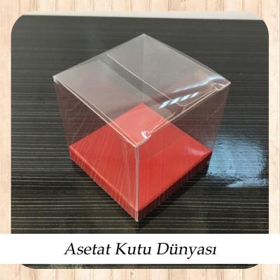 6x6x6 Altı Bordo İç Yükseltici Karton Üstü Otomatik Kutu