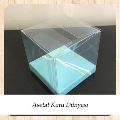 6x6x6 Altı Mavi Mermer Desen İç Yükseltici Karton Üstü Otomatik Kutu