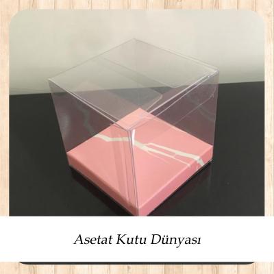 6x6x6 Altı Pembe Mermer Desen İç Yükseltici Karton Üstü Otomatik Kutu