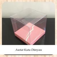 6x6x6 Altı Pembe Mermer Desen İç Yükseltici Karton Üstü Otomatik Kutu