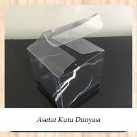 6x6x6 Altı Siyah Mermer Desen İç Yükseltici Karton Üstü Otomatik Kutu