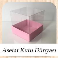 6x6x6 Altı Pembe Karton Üstü Asetat Kutu