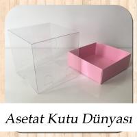 6x6x6 Altı Pembe Karton Üstü Asetat Kutu