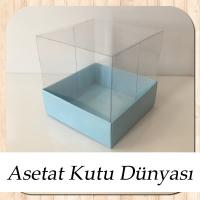6x6x6 Altı Mavi Karton Üstü Asetat Kutu