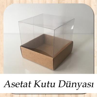 6x6x6 Altı Kraft Karton Üstü Asetat Kutu