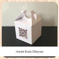 6x6x6 Beyaz Karton Üzerine Saray Desenli, Lazer Kesim Kutu