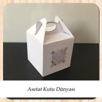 6x6x6 Beyaz Karton Üzerine Saray Desenli, Lazer Kesim Kutu