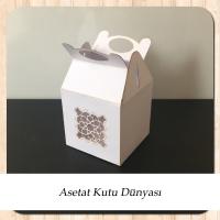 6x6x6 Beyaz Karton Üzerine Saray Desenli, Lazer Kesim Kutu