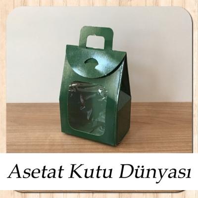 7.5x10.5x4.5 Ölçülü Pencereli Yeşil Çerez Kutu