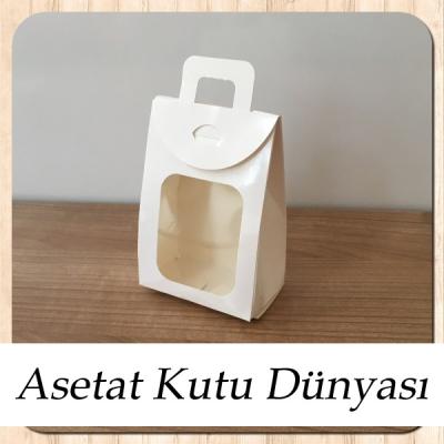 7.5x10.5x4.5 Ölçülü Pencereli Beyaz Çerez Kutu