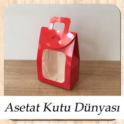 7.5x10.5x4.5 Ölçülü Pencereli Kırmızı Çerez Kutu