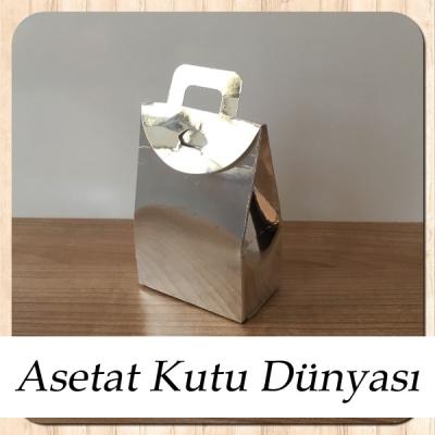7.5x10.5x4.5 Ölçülü Gümüş Metalize Penceresiz Çerez Kutu