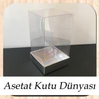 7x7x12 Asetat Tek Taraflı Gümüş Kutu