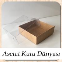 7x7x2.2 Ölçülü Altı Kraft Karton Üstü Asetat Kutu (Amerikan)