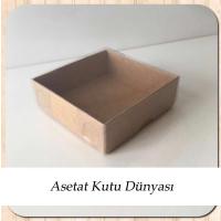 7x7x2.2 Ölçülü Altı Kraft Karton Üstü Asetat Kutu
