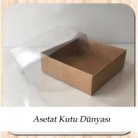 7x7x2.2 Ölçülü Altı Kraft Karton Üstü Asetat Kutu