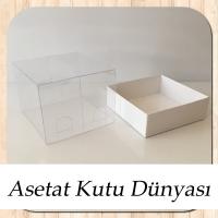 7x7x5 Ölçülü Altı Beyaz Karton Üstü Asetat Kutu