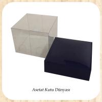 7x7x5 Ölçülü Altı Lacivert Karton Üstü Asetat Kutu