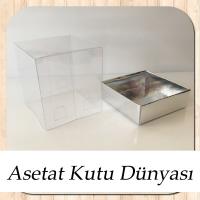 7x7x7 Ölçülü Altı Gümüş Karton Üstü Asetat Kutu